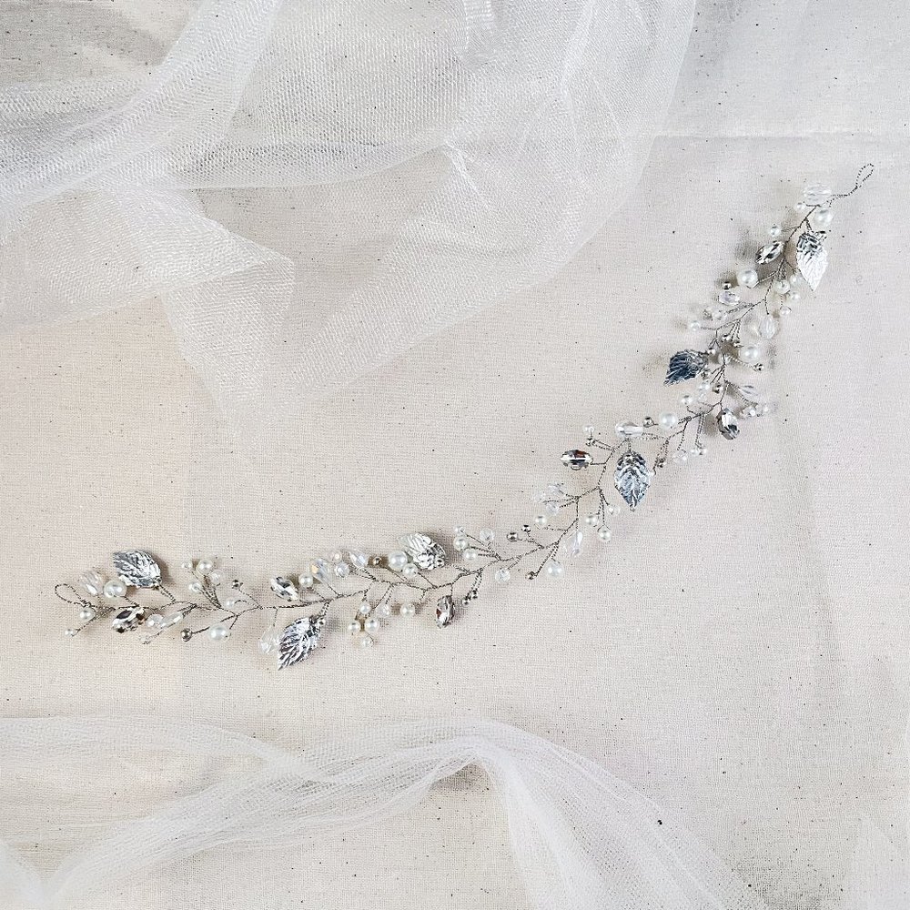 "Olivia" Silver Vine Hairpin